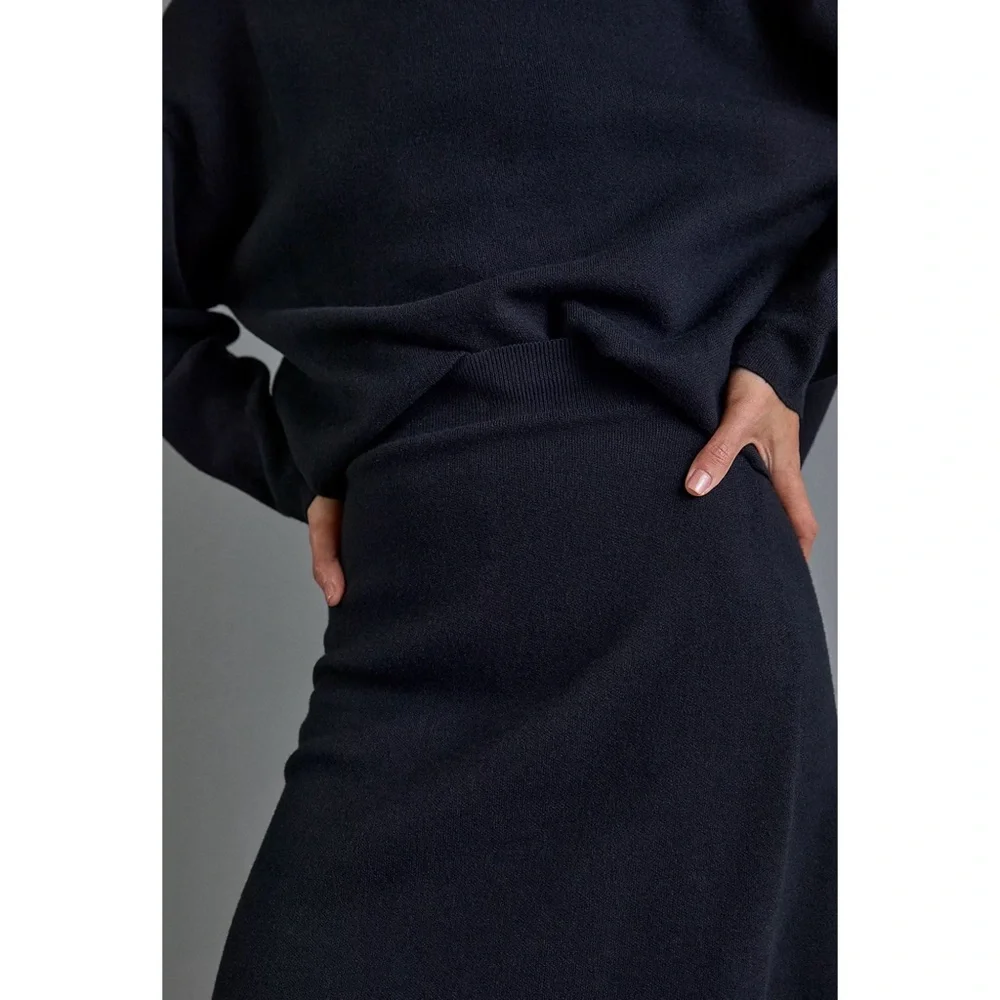 Anthropologie Maeve Anja Sweater Midi Skirt Black NWT SZ XL - Picture 4 of 12